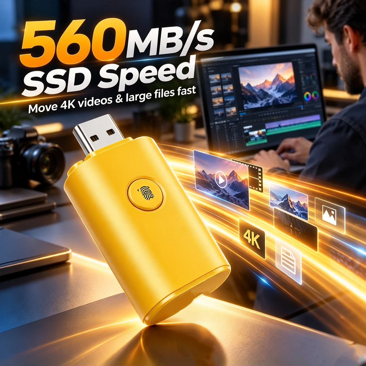 🔐FU80 Fingerprint Encrypted SSD Flash Drive – Ultra-Fast Type-C USB Drive for Secure Data Storage