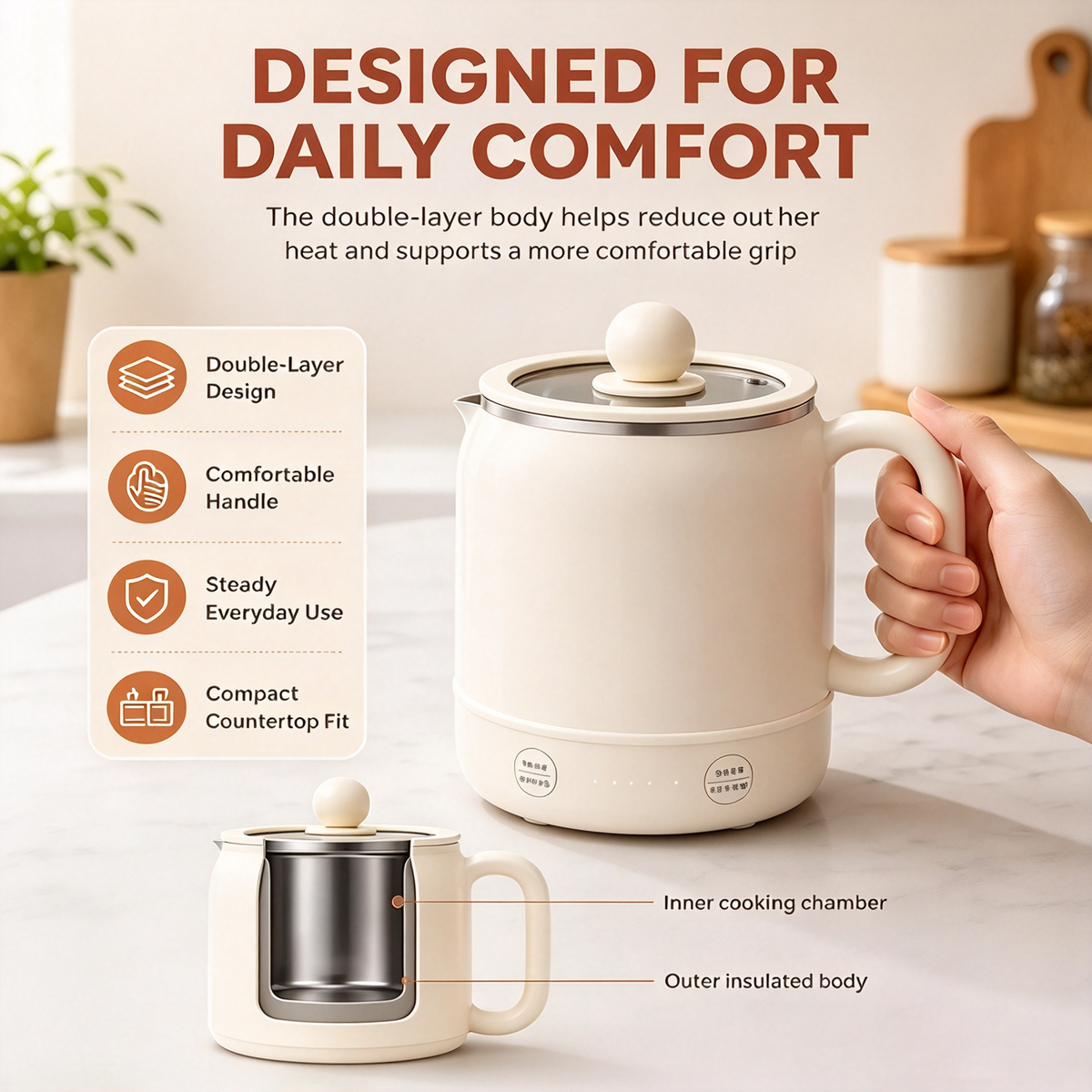 Hot Sale All-Purpose Portable Electric Cooking Pot, Versatile Small Cooker for Soup, Hotpot & Quick Daily Homemade Meals