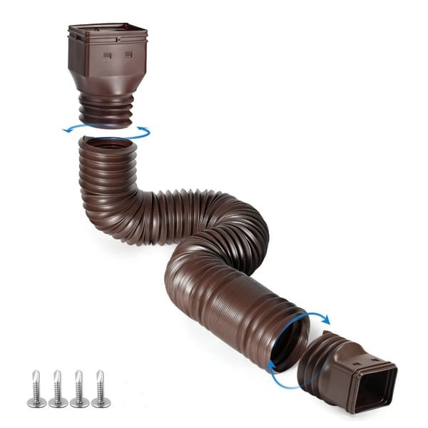🏡 Flexible Rain Gutter Downspout Extension Kit – Adjustable 22"-63" Drain Pipe with Leaf Filter for Foundation Protection