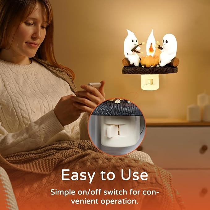 Halloween Ghost Campfire Flickering Night Light