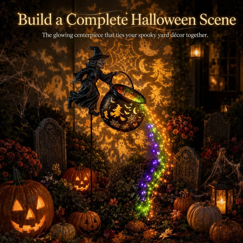 šLast Day 49% OFF Halloween Witch Cauldron Garden Light
