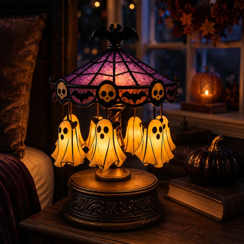 🎠 Ghost Carousel Motion Night Light – Cozy Halloween Glow🎃