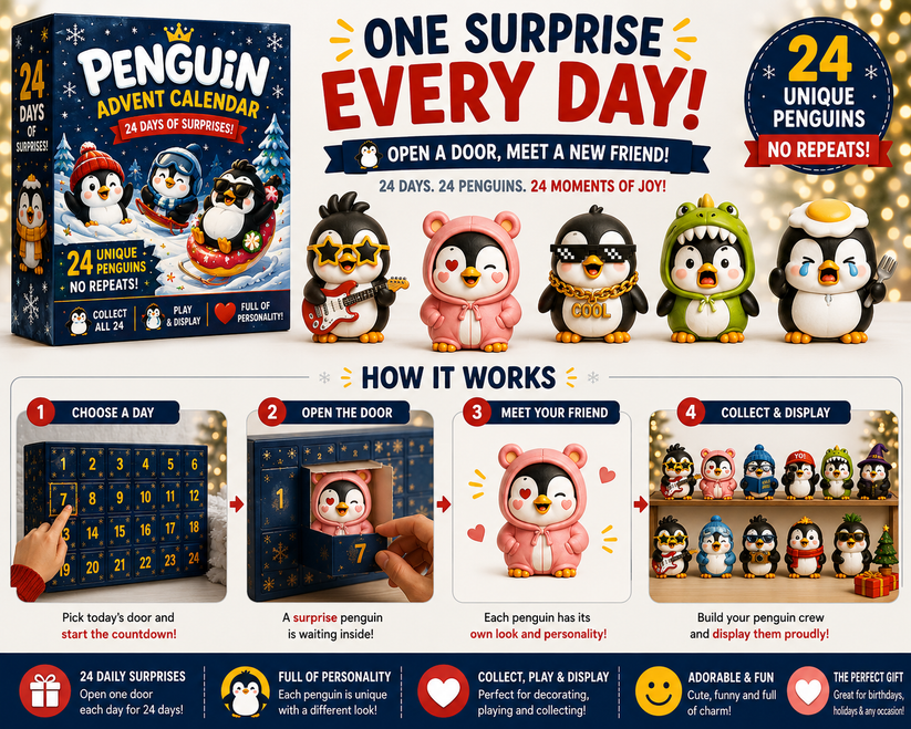 24 Days of Penguin Surprises Advent Calendar – 24 Unique Penguins, 3 Fun Editions