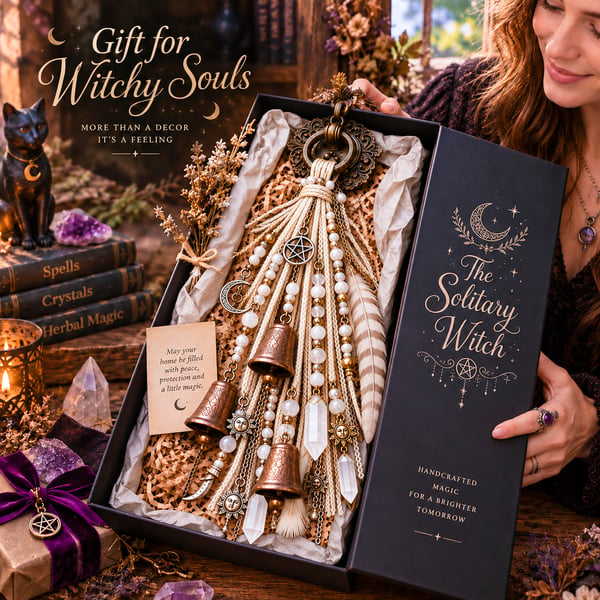 🌙 Witchy Door Charm | Celestial Hanging Décor with Moons, Crystals, Beads, Feathers & Vintage Bells for Doors