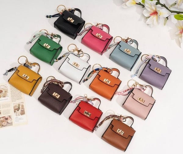 🔥Last Day Only $9.99👜Mini Square Bag Pendant Keychain- High Quality Leather with Colorful Strap, Cute Car Keychain & Bag Charm Accessory