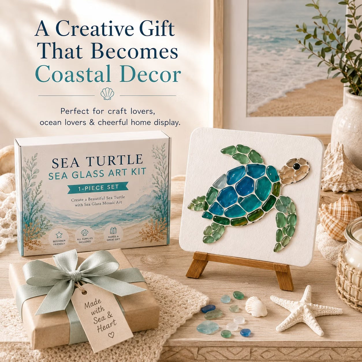 š DIY Sea Glass Mosaic Art Kit ā Create Beautiful Ocean-Inspired Artwork with Colorful Glass Pieces