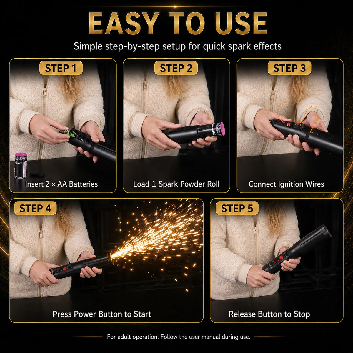 Handheld Electronic Cold Spark Controller – Party & Stage Firework Effect Machine
