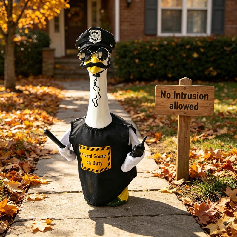 dht™⭐Guard Goose Police Officer Costume for 23" Lawn Goose | Funny Porch & Garden Decor