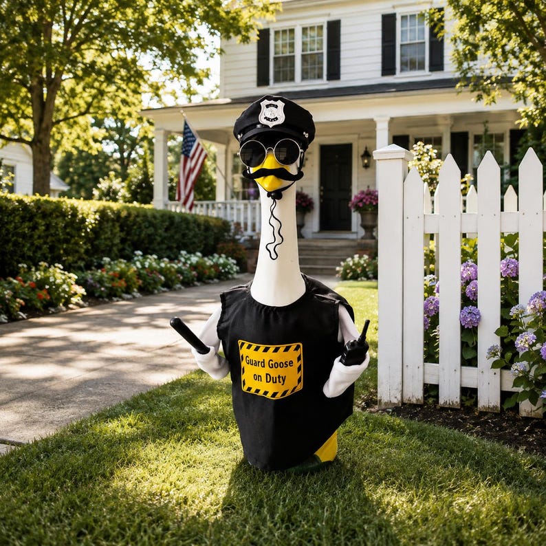 dht™⭐Guard Goose Police Officer Costume for 23" Lawn Goose | Funny Porch & Garden Decor
