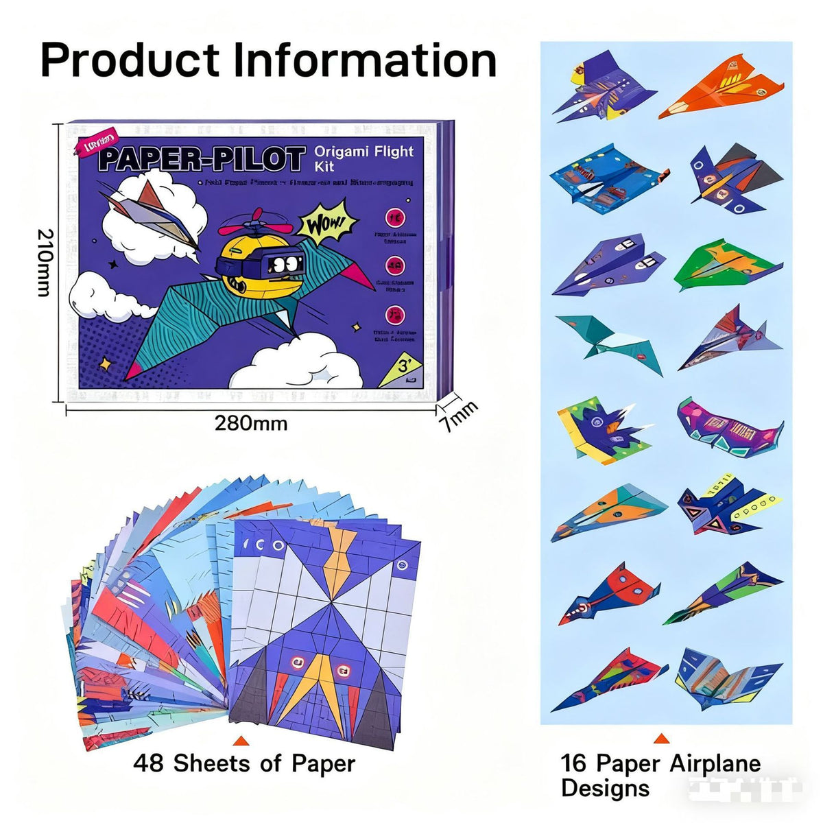 ⭐DIY Paper Airplane Book for Kids🎁16 Foldable Plane Designs