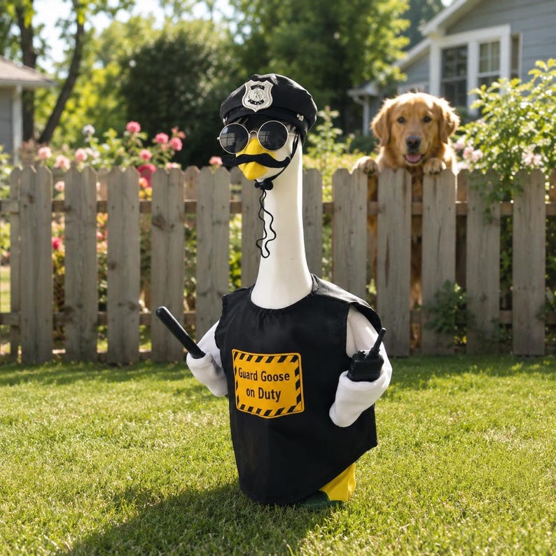 dht™⭐Guard Goose Police Officer Costume for 23" Lawn Goose | Funny Porch & Garden Decor