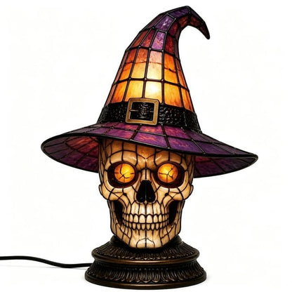 🐈‍⬛Gothic Stained Glass Witch Black Cat Table Lamp