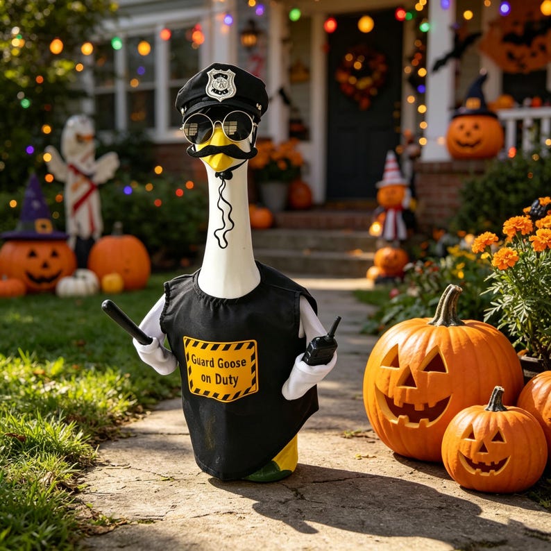 dht™⭐Guard Goose Police Officer Costume for 23" Lawn Goose | Funny Porch & Garden Decor
