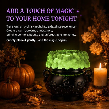 👻Light-up Color-changing Cauldron Waterglobe 3-Wick Candle Holder