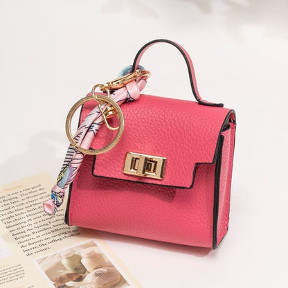 🔥Last Day Only $9.99👜Mini Square Bag Pendant Keychain- High Quality Leather with Colorful Strap, Cute Car Keychain & Bag Charm Accessory
