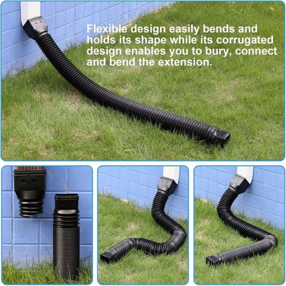 🏡 Flexible Rain Gutter Downspout Extension Kit – Adjustable 22"-63" Drain Pipe with Leaf Filter for Foundation Protection