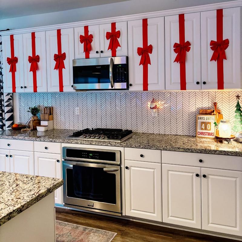 🎄4PCS Red/Green Christmas Cabinet Ribbon