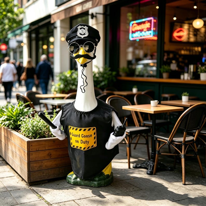 dht™⭐Guard Goose Police Officer Costume for 23" Lawn Goose | Funny Porch & Garden Decor