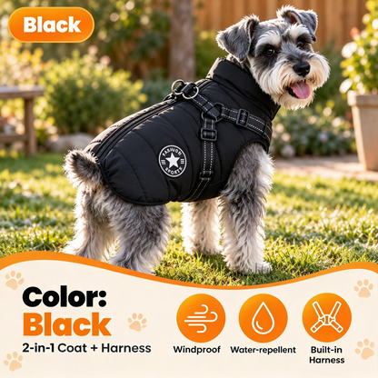 2-in-1 Water-Repellent Winter Down Jacket with Integrated Harness