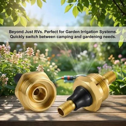 Brass RV Winterization Blow-Out Plug with Integrated Drain Valve