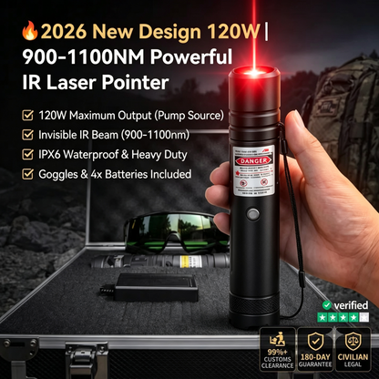 💡2026 New Design 120W 900-1100NM Powerful IR Laser Pointer