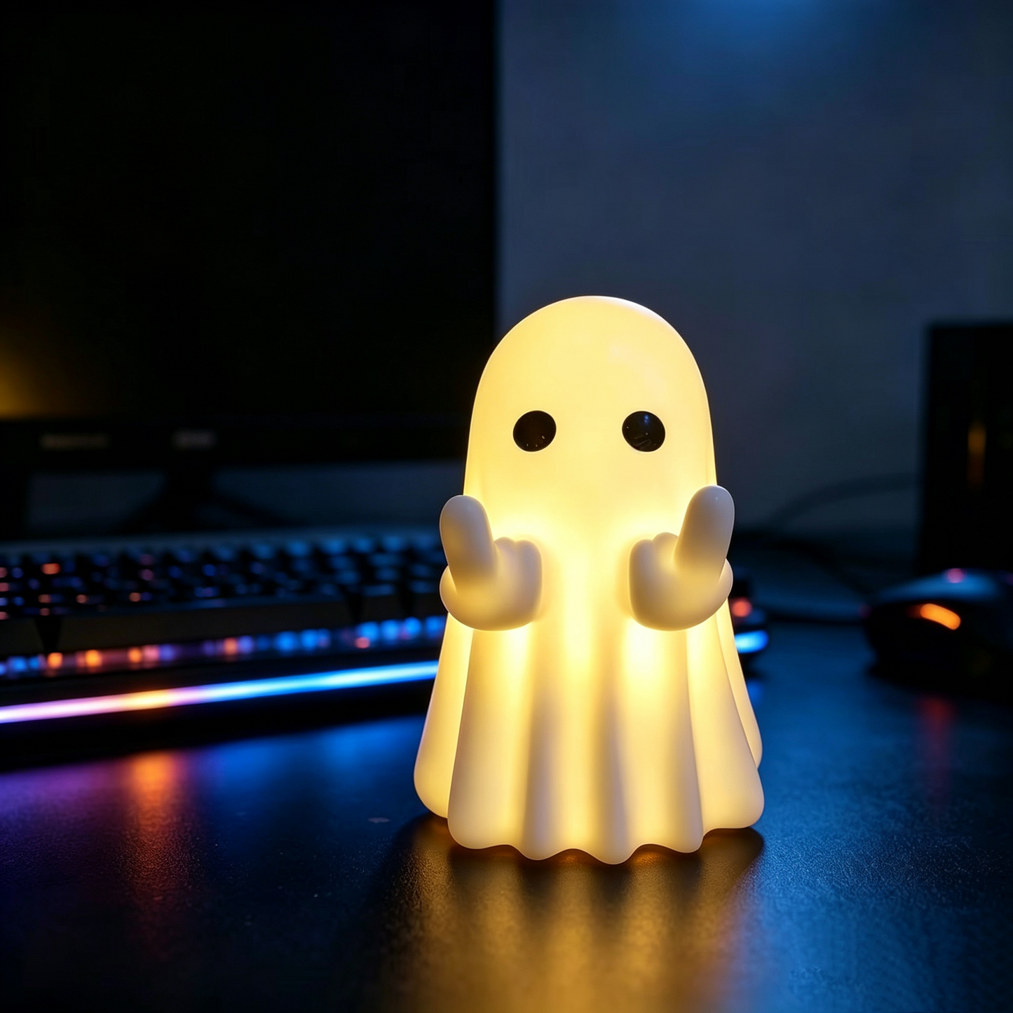 👻Ghost Middle Finger Led Light💡Brighten up your Halloween