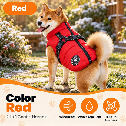 2-in-1 Water-Repellent Winter Down Jacket with Integrated Harness