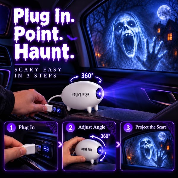 👻 Halloween Window Projector — Spooky Films, USB Powered Holiday Decor
