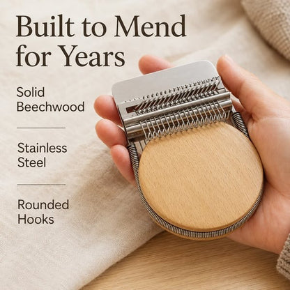 🧶Complete Visible Mending Loom Kit – 16-Hook Clothing Repair Set – Repair Sweaters, Socks & Denim