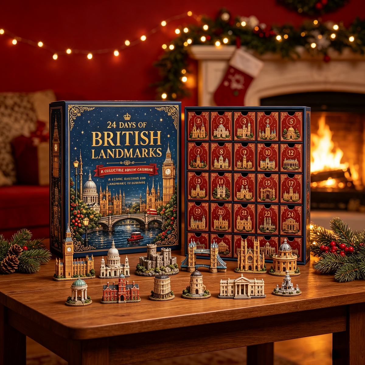 24‑Day Festive Countdown, UK Landmark Themed Collectible Miniatures Blind Box