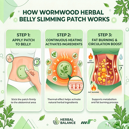 Wormwood Herbal Belly Slim Patch, Self-Heating Natural Detox Tummy Patch for Waist, Belly, Thigh & Arm