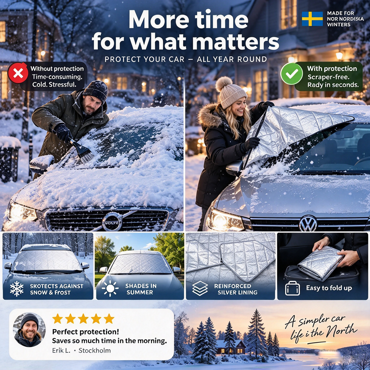🚗Buy 1 get 1 free✨ Front windshield protection Snow cover - protection for all four seasons