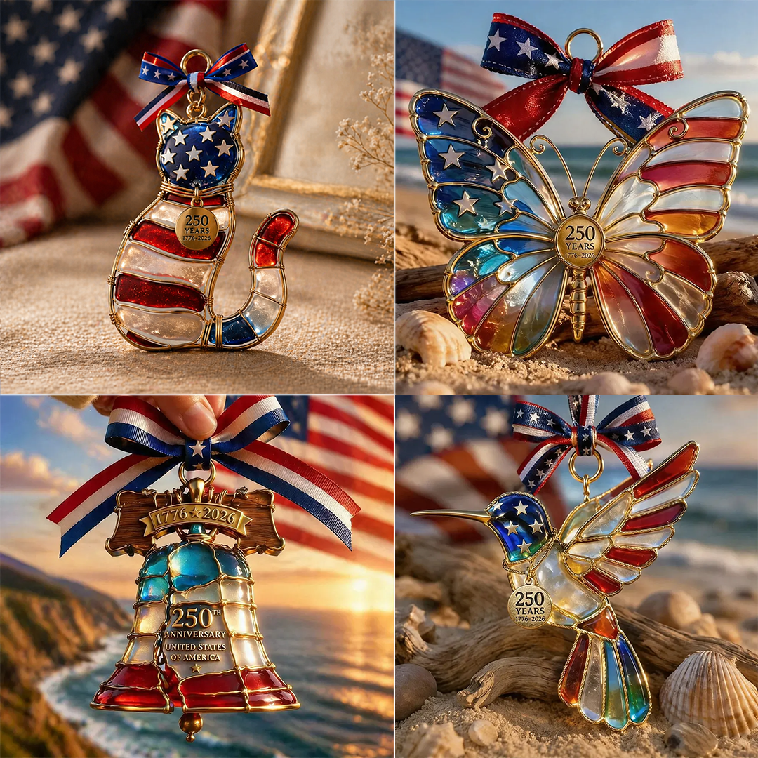 America 250th Anniversary Patriotic Hummingbird Ornament