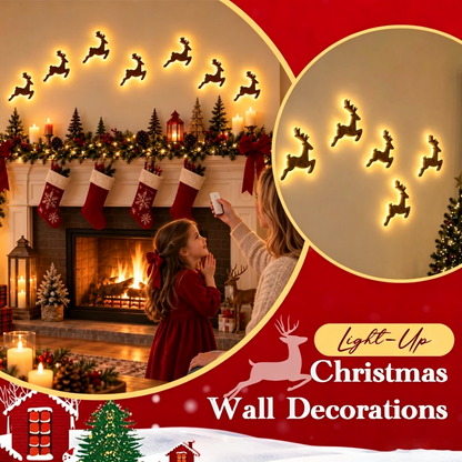 🎅 7-Piece Glowing Reindeer Wall Decor – Warm Festive Christmas Lighting🦌