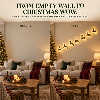 🎅 7-Piece Glowing Reindeer Wall Decor – Warm Festive Christmas Lighting🦌