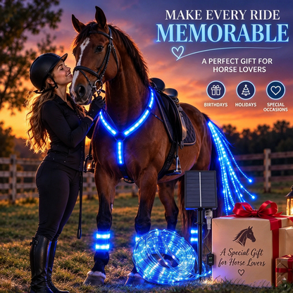 dht™⭐❤️🏇LED Horse Night Riding Lights&Free Solar-powered remote control – Full-Body Glow Kit with Enhanced Visibility & 12 Lighting Modes✨