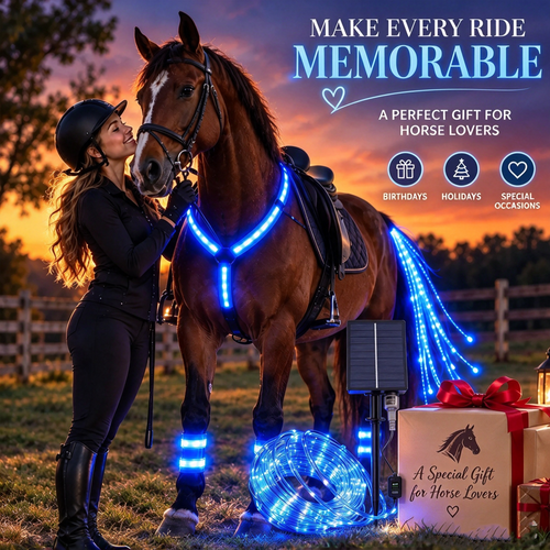 dht™⭐❤️🏇LED Horse Night Riding Lights&Free Solar-powered remote control – Full-Body Glow Kit with Enhanced Visibility & 12 Lighting Modes✨