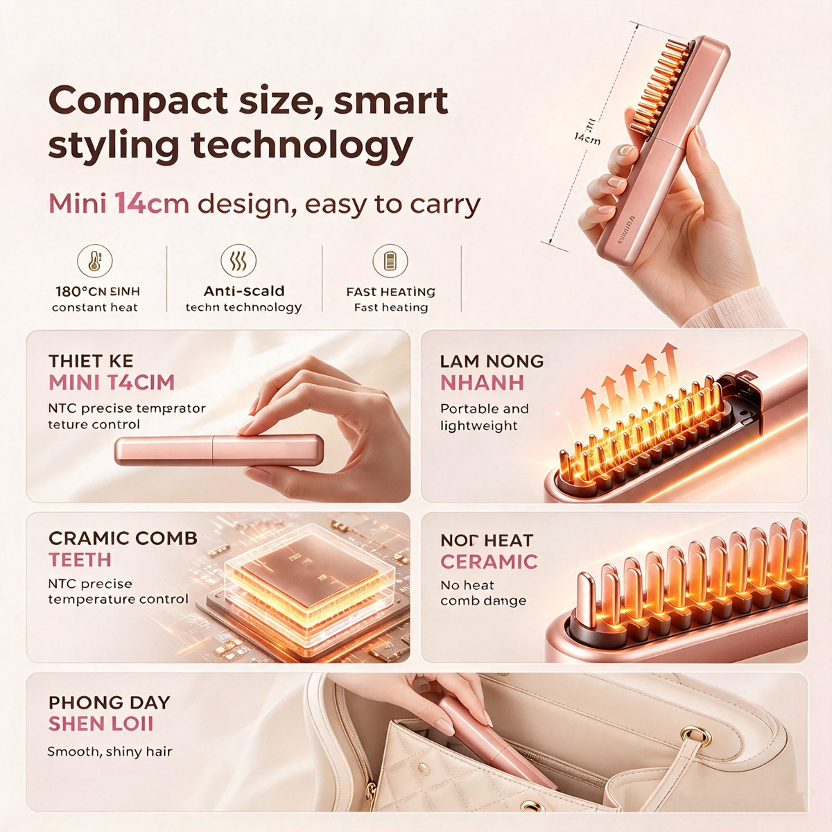 dht™⭐Wireless Rapid-Heating Portable Curling Iron❤️Always kept in a woman's small bag