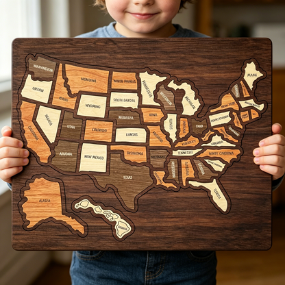 Wooden Travel Puzzle of the United States – 250th Anniversary Commemorative Gift