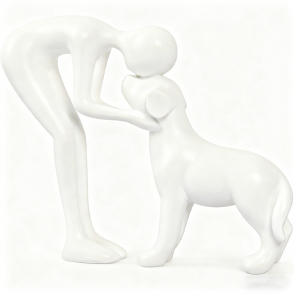 Cute Man and Dog Sculpture Home Decor
