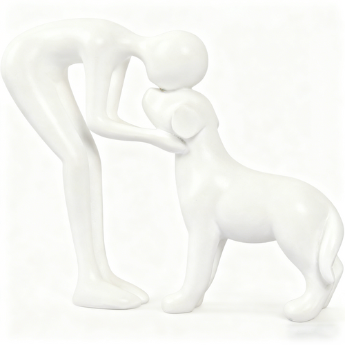 Cute Man and Dog Sculpture Home Decor