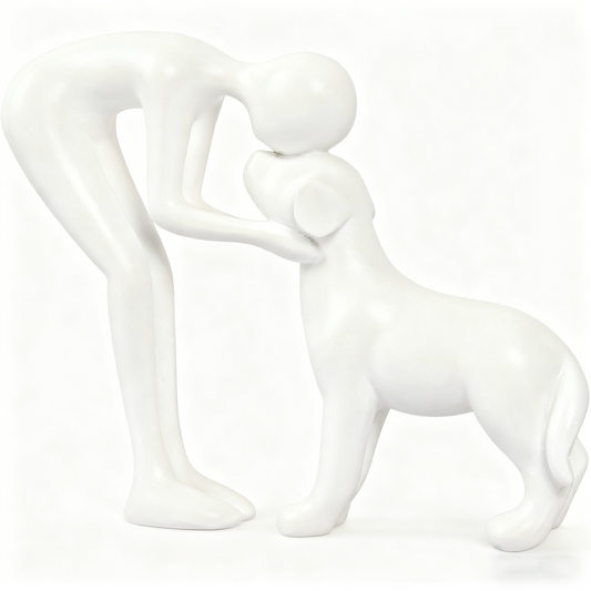 Cute Man and Dog Sculpture Home Decor