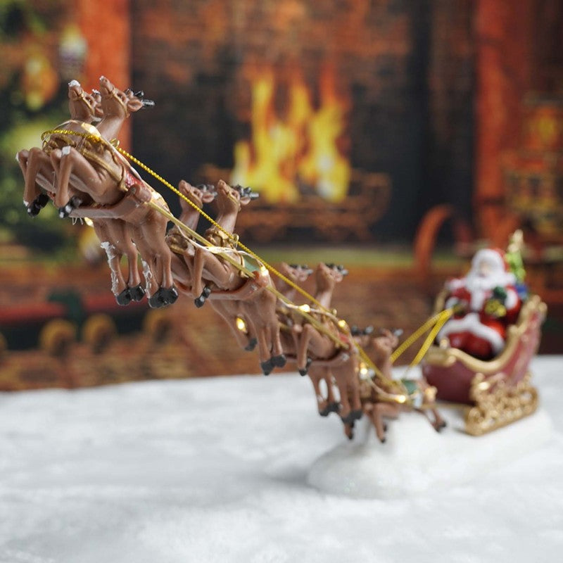 🎅Lighted Santa Claus Sleigh with Reindeer Figurine
