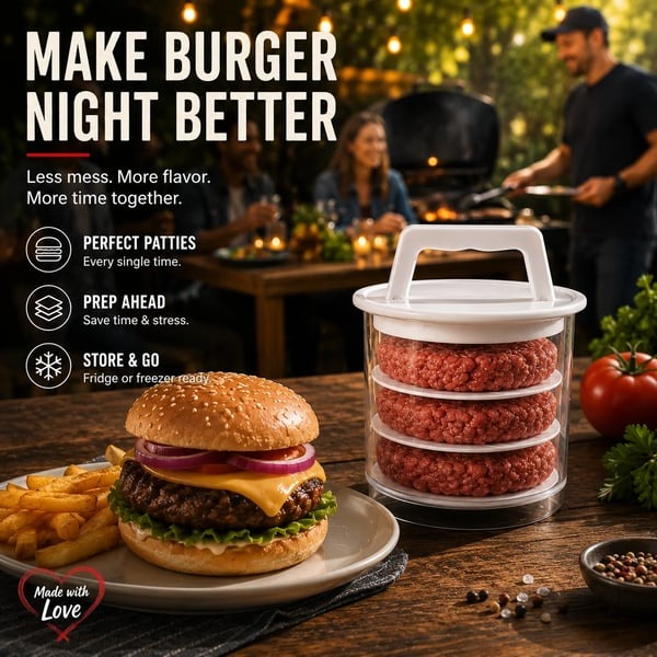 🍔Non-Stick Burger Mold Shaper with Freezer Storage Container
