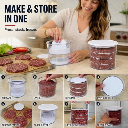 🍔Non-Stick Burger Mold Shaper with Freezer Storage Container