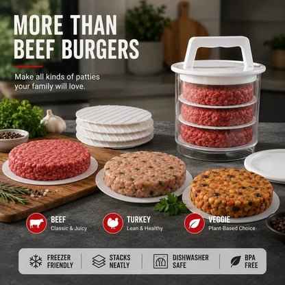 🍔Non-Stick Burger Mold Shaper with Freezer Storage Container