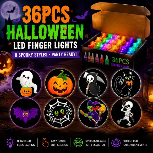 🎃36 Pcs - Halloween Finger Projector Lights