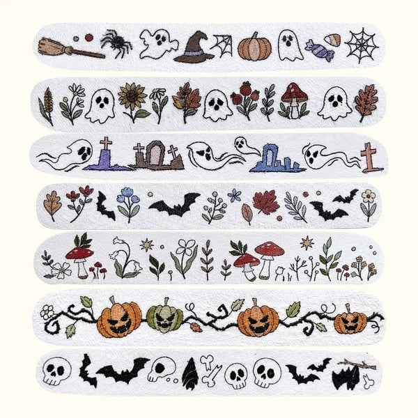 🎃Halloween Embroidery Pattern Set | Water-Soluble Pre-Printed Patterns for Beginner Crafters to Decorate Clothes & Accessories