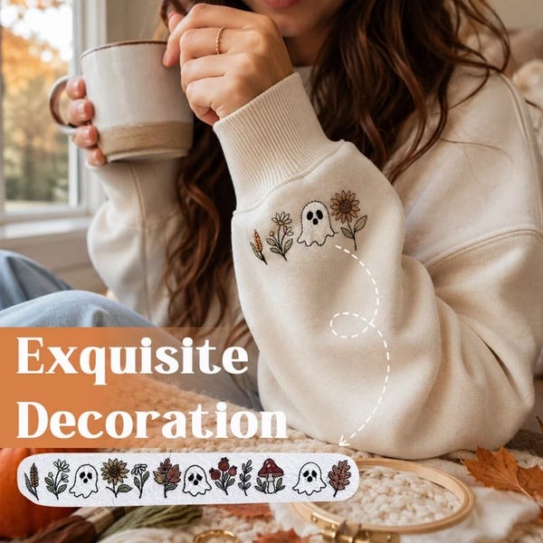 🎃Halloween Embroidery Pattern Set | Water-Soluble Pre-Printed Patterns for Beginner Crafters to Decorate Clothes & Accessories