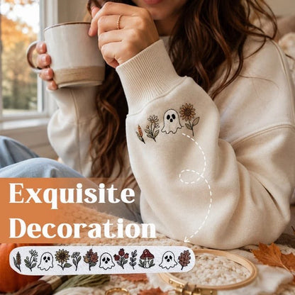 🎃Halloween Embroidery Pattern Set | Water-Soluble Pre-Printed Patterns for Beginner Crafters to Decorate Clothes & Accessories